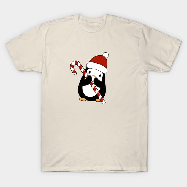 Kawaii penguin with her candy cane T-Shirt by happinessinatee